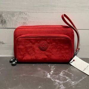 NWT Kipling Imogen Cherry Red Zip Around Wallet 🐒 🍒